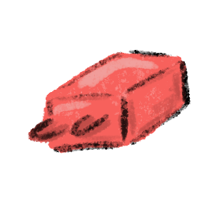 simplistic pronged charging block in shades of red